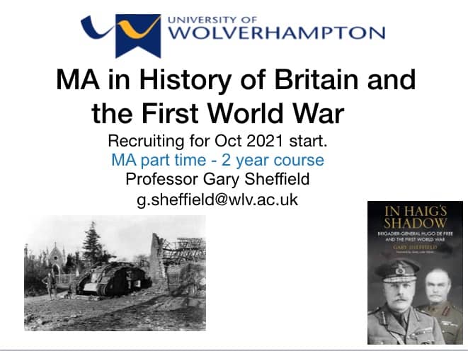 MA in History of Britain and WW1 – University of Wolverhampton – Recruiting Now