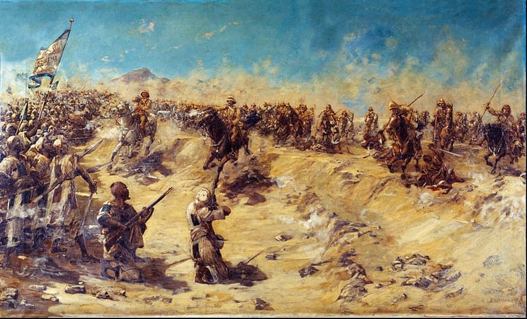 On This Day: 2nd September 1898 Charge of the 21st Lancers at Omdurman, 2 September 1898 Oil on canvas by Edward Matthew Hale (1852-1924), 1899. © NAM. 1957-04-4-1