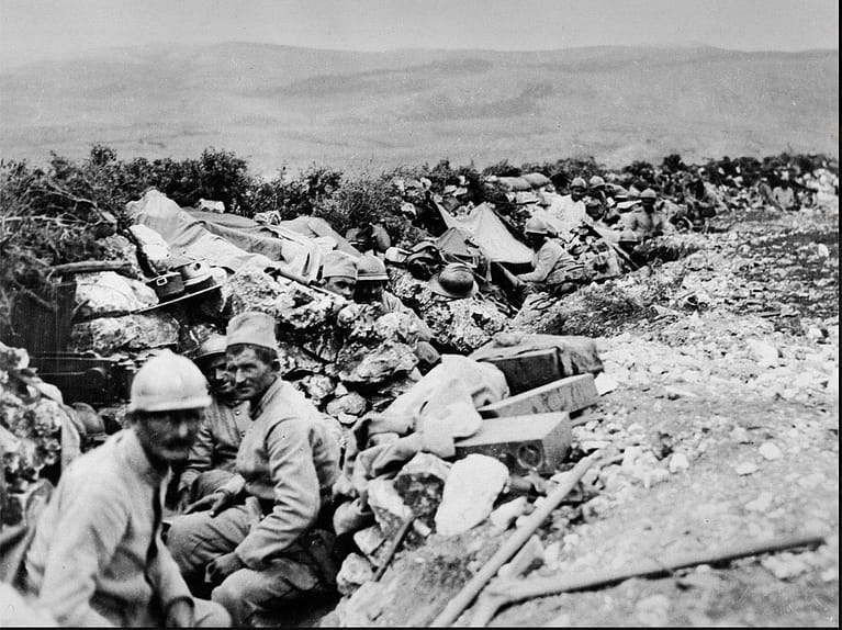 On This Day: 12th September 1916 Serbians on the Balkan Front, Serbian soldiers in a front line trench during the Battle of Kaymakchalan (12-30 September 1916) in Macedonia. During the latter engagement the Serbians attacked the peak of Prophet Ilia and pushed the Bulgarians back towards the town of Mariovo. Losses on both sides were high, with the Serbs sustaining around 10,000 casualties. NAM. 1999-10-8-3