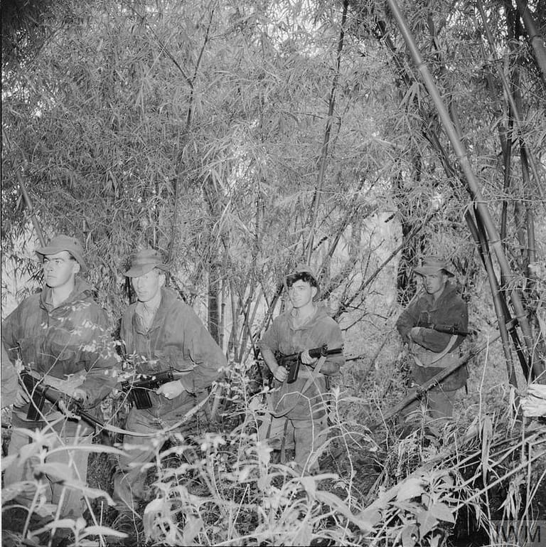THE MAU MAU UPRISING, 1952 - 1960 (MAU 545) British Army soldiers in the jungle in Kenya during the Mau Mau uprising in 1952 or 1953. Copyright: © IWM. Original Source: http://www.iwm.org.uk/collections/item/object/205196638