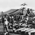The Falklands Conflict. Flight deck operations on board HMS HERMES.